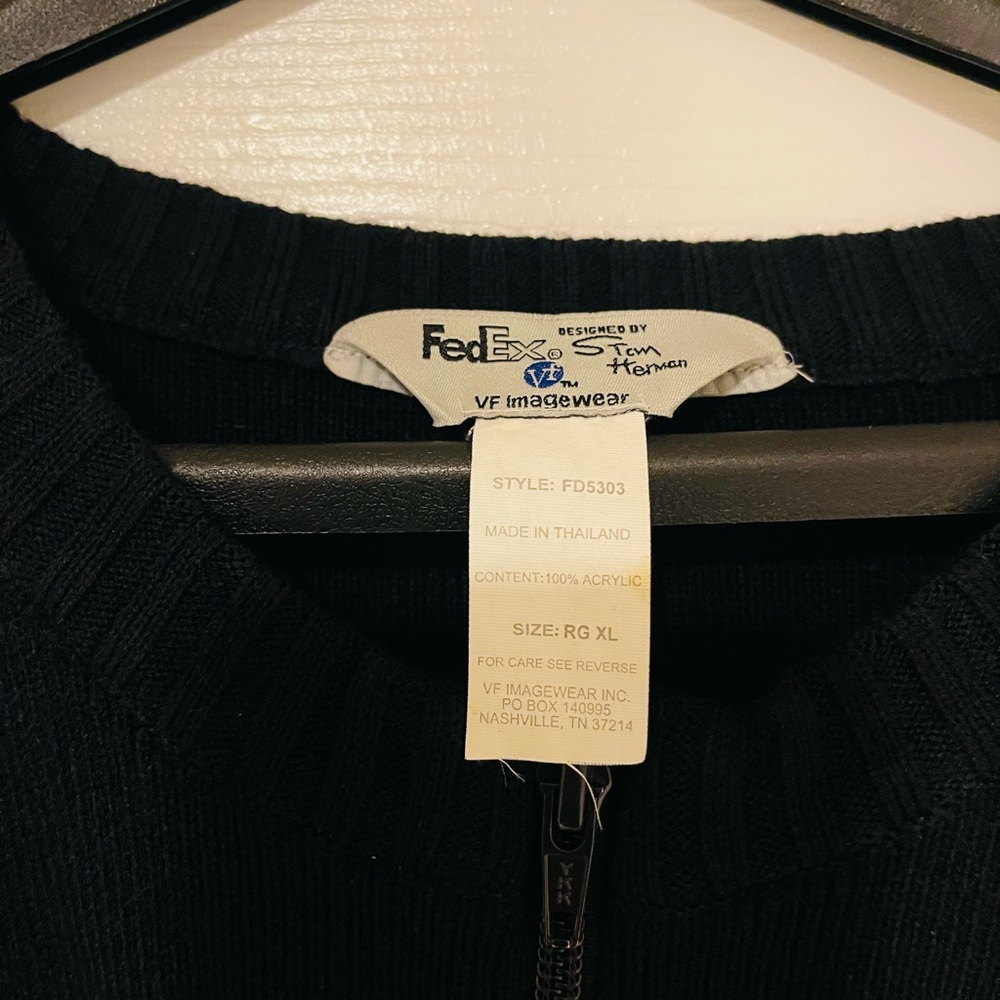 Men’s FedEx Stan Herman Full Zip Black/Purple Sweater Workwear Jacket Size XL - Picture 4 of 9